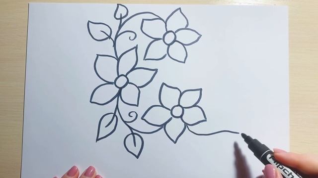 Как нарисовать цветы фломастерами. Простой рисунок для детей. Детская палитра смотреть онлайн