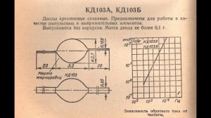 Справочные данные отечественных кремниевых сплавных диодов КД103А, КД103Б