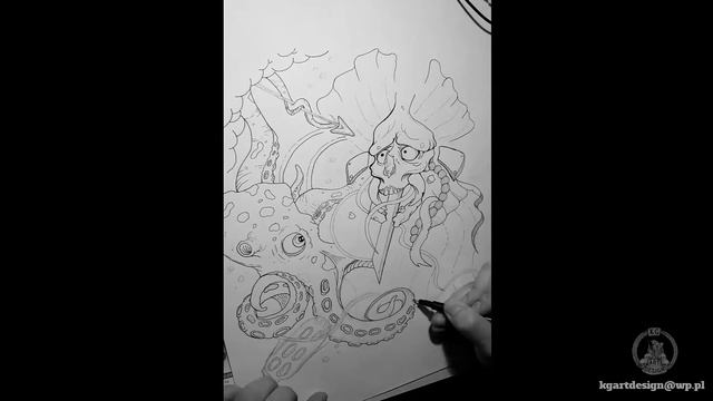 New school tattoo drawing with Graphit Brush Liner by KG Art Design смотреть онлайн
