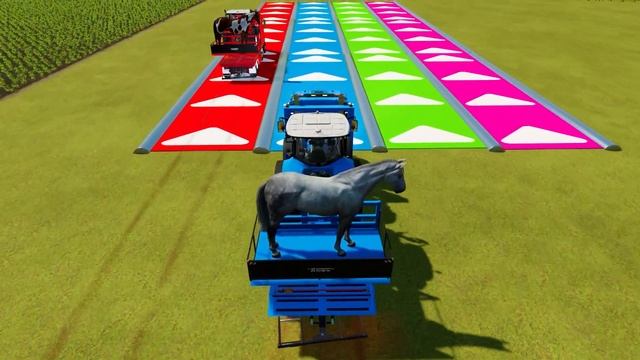 TRANSPORTING HORSES & CLAAS TRACTORS WITH MERCEDES TRUCK CHALLENGE - Farming Simulator 22 смотреть онлайн
