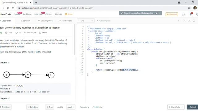 LeetCode 1290 Convert Binary Number in a Linked List to Integer - Google, Facebook Interview Q смотреть онлайн