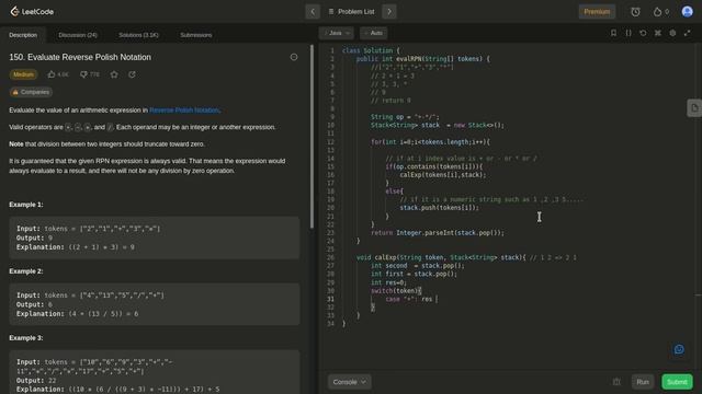 150. Evaluate Reverse Polish Notation | Leetcode | Daily Coding | Java | Stack смотреть онлайн