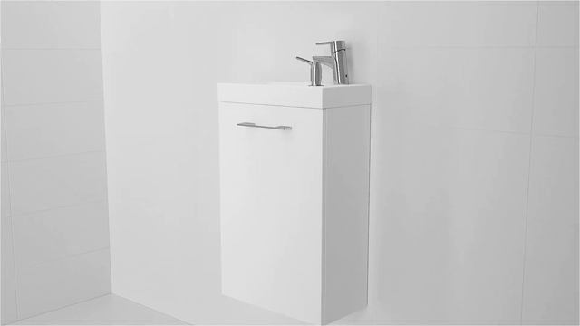 Комплект 5в1: тумба LARA 40, раковина MODUO 40, смеситель CARI, сифон и дозатор смотреть онлайн