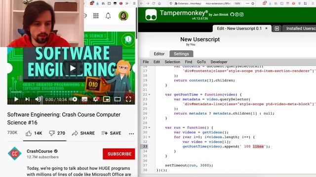 TamperMonkey Tutorial | Add Custom JavaScript to YouTube.com смотреть онлайн