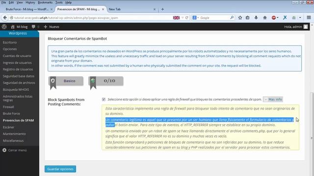 All In One WP Security & Firewall: Prevencion de SPAM смотреть онлайн