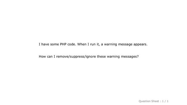 PHP : Remove warning messages in PHP смотреть онлайн