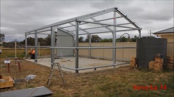 Монтаж гаража из профнастила за 3 минуты.  Таймлапс