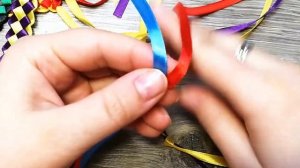 как сплести фенечки дружбы из атласных лент из 2 или 4 лент || Macrame