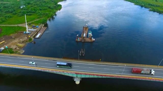 Устройство фундаментов опор мостового перехода с помощью сваебойного оборудования Junttan