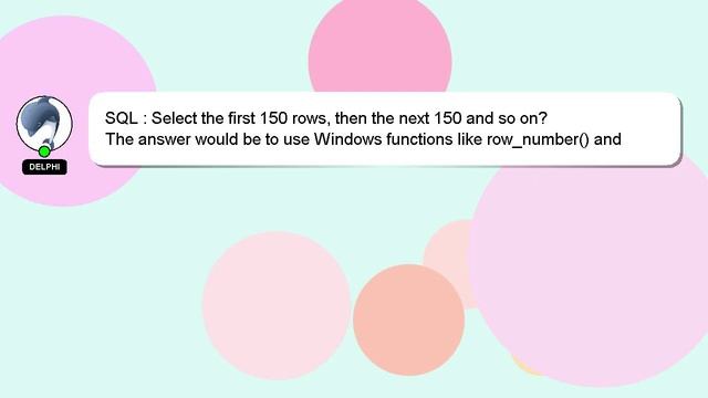 SQL : Select the first 150 rows, then the next 150 and so on? смотреть онлайн