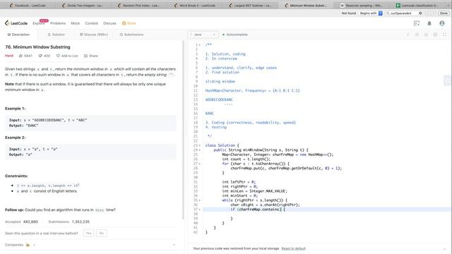 Google Coding Interview Question | Leetcode 76 | Minimum Window Substring смотреть онлайн