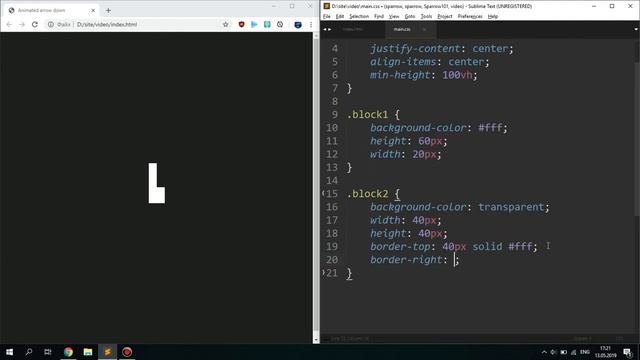 КАК СДЕЛАТЬ СТРЕЛКУ ВНИЗ НА ЧИСТОМ CSS | АНИМИРОВАННАЯ СТРЕЛКА HTML + CSS смотреть онлайн