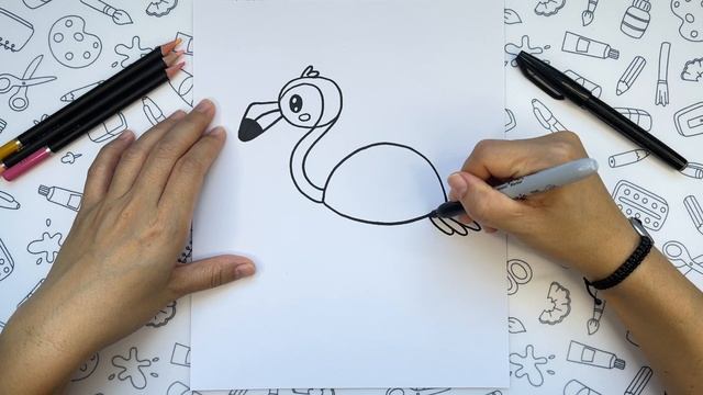 HOW to DRAW a FLAMINGO (step by step). смотреть онлайн