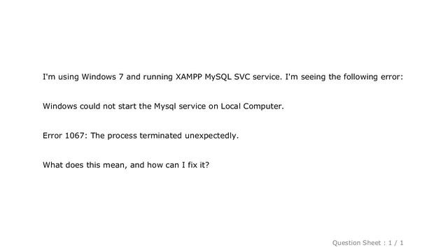 MySQL : "Error 1067: The process terminated unexpectedly" when trying to start MySQL смотреть онлайн