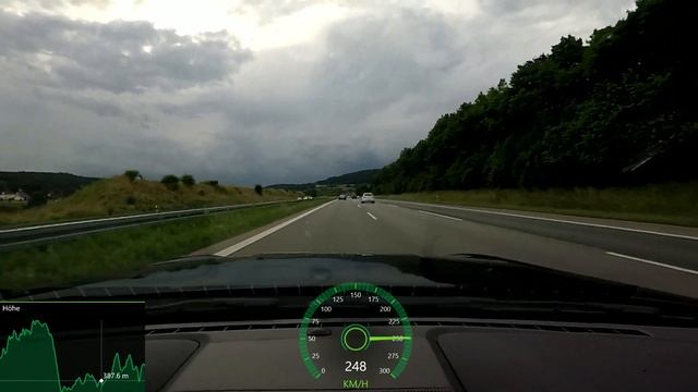 Mustang Bullitt following Ferrari Portofino on German Autobahn смотреть онлайн