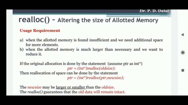 1. Calloc, free and Realloc (DMA) смотреть онлайн