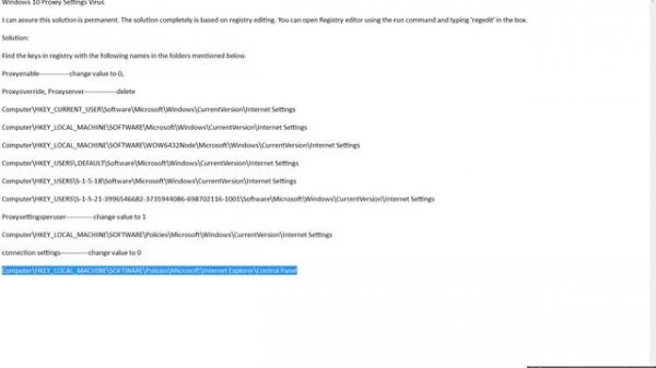 Windows 10 Proxy Settings Virus (100% Working Solution)