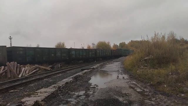 ЧМЭ3-7060 маневрирует на подъездном пути станции Железнодорожная МЦД-4.