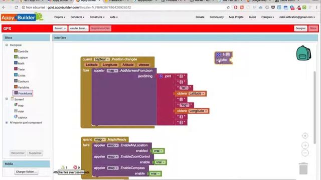 AppyBuilder vidéo 1 GoogleMap GPS Json format Procedure смотреть онлайн