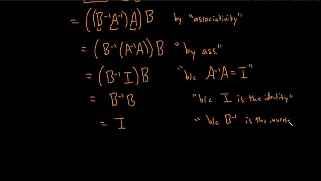 Prove that the Product of Invertible Matrices is Invertible and (AB)^(-1) = B^(-1)A^(-1) смотреть онлайн