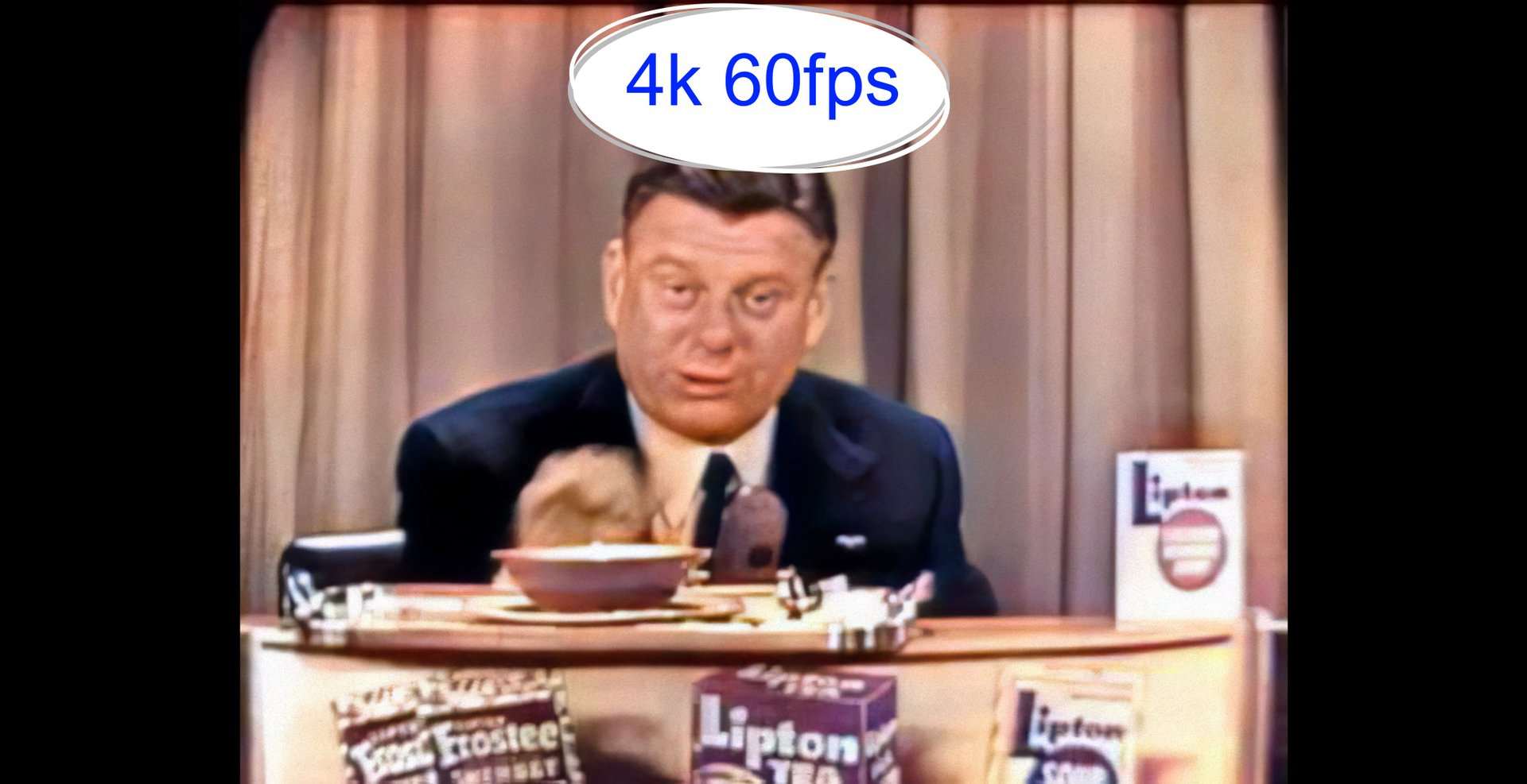 Колоризированная старая реклама LIPTON суп 4k 60fps