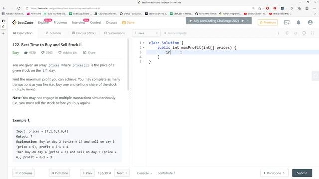 LeetCode 122 | Best Time to Buy and Sell Stock II | Array | Java смотреть онлайн