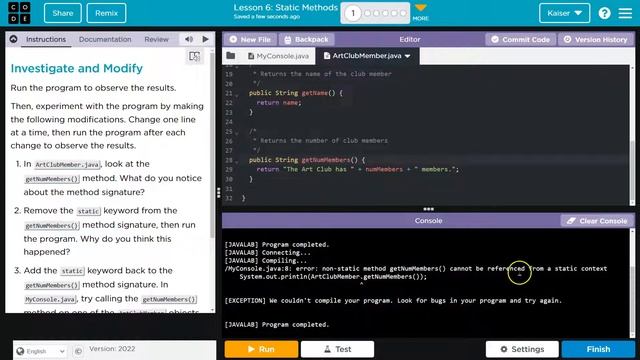 Code.org Lesson 6.1 Static Methods | Tutorial with Answers | Unit 4 Computer Science A смотреть онлайн