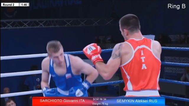 75kg Giovanni Sarchioto (ITA) vs Aleksei Semykin (RUS) EUBC U22 VLADIKAVKAZ 2019 смотреть онлайн
