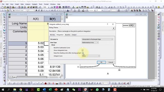How to find FWHM and area under the curve with one click in origin смотреть онлайн