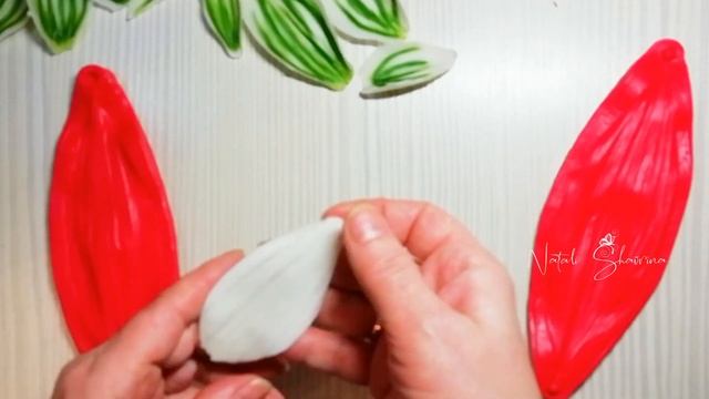 МК. Листья двухцветные Традесканция из холодного фарфора. 4 способа. смотреть онлайн