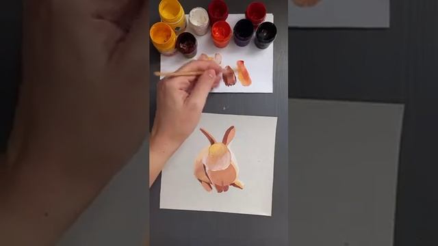 Как нарисовать Зайчика гуашью - урок рисования милого кролика по шагам смотреть онлайн