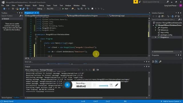 Inserting values to MongoDB database using C# application смотреть онлайн