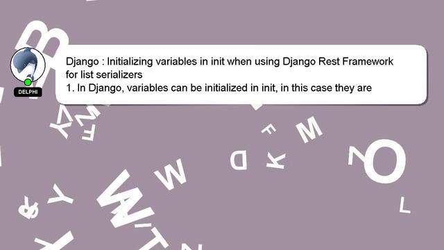 Django : Initializing variables in init when using Django Rest Framework for list serializers смотреть онлайн