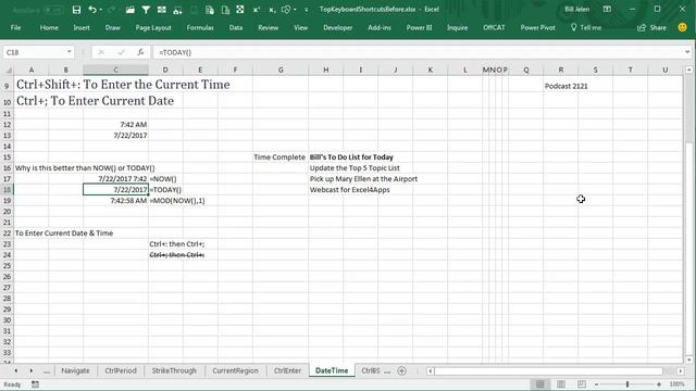 Excel Shortcuts - Quick Way to Enter Time or Date or Both - Episode 2121 смотреть онлайн