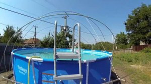 Как сделать не дорогой самодельный купол на большой бассейн 427х33 откидной навес для бассейна