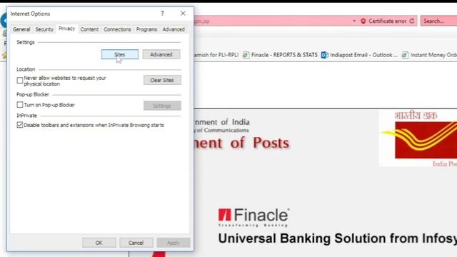 Settings of internet explorer for NEFT/RTGS Solution in finacle смотреть онлайн