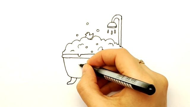 Как нарисовать милую ванночку для купания. Кавайные рисунки для детей. Рисуем простые рисунки #186 смотреть онлайн