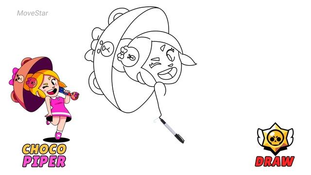 How To Draw CHOCO PIPER | Brawl Stars | Piper New Skin | Step By Step смотреть онлайн
