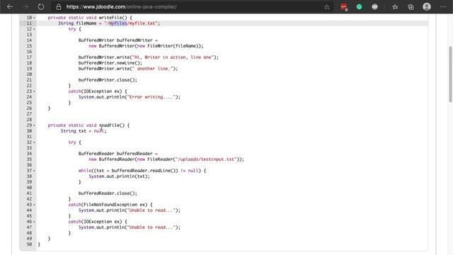 Reading and Writing Files in JDoodle.com смотреть онлайн