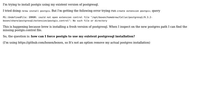GIS: How to install postgis extension using an existent version on postgresql on OSX 10.9.4? смотреть онлайн