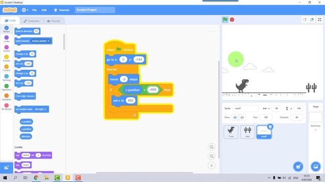 Scratch 3 0 T Rex Runner เกมไดโนเสาร์วิ่งสู้ฟัด смотреть онлайн