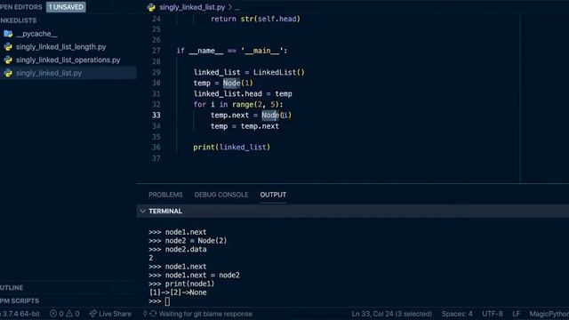 Работа со связным списком в Python. Решение 206 задачи Leetcode смотреть онлайн