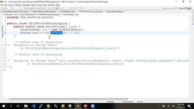 Java 14 Features - Extra debugging info added for NullPointerExceptions | Part -4 смотреть онлайн