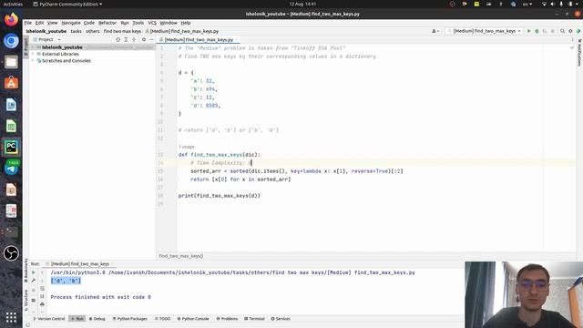 Find the TWO keys with the highest values in a dictionary | Python смотреть онлайн