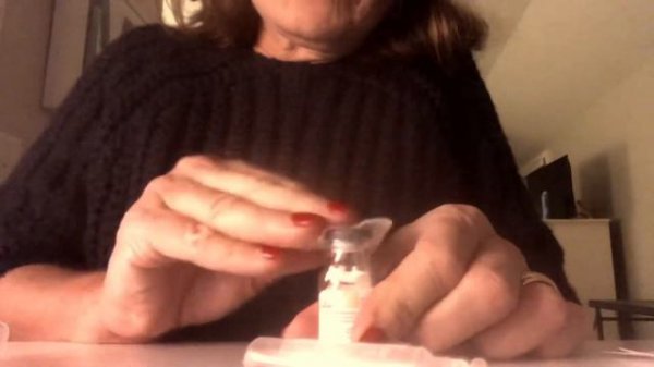 Preparing a syringe to give an injection of Bicillin (Benzatina) purchased at a Mexican Pharmacy.