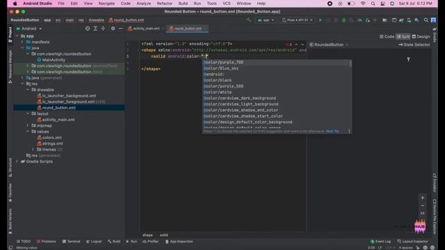 How to change the button to round shape in android studio | TechViewHub | Android Studio смотреть онлайн