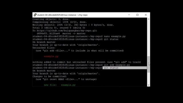 3. Git clone on local machine, add files to repo, create snapshots and push to the master branch смотреть онлайн