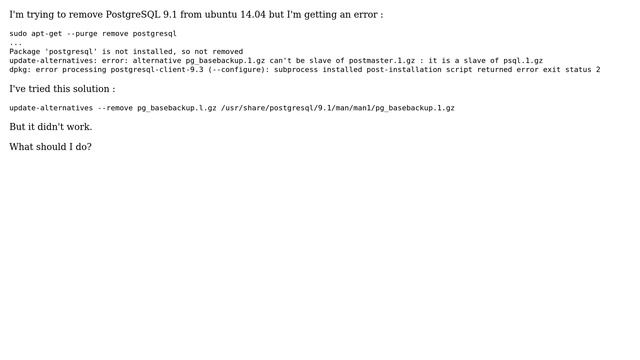 Ubuntu: Remove postgresql Error смотреть онлайн