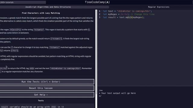 14 Find Characters with Lazy Matching - RegEx - FreeCodeCamp EXPLAINED JavaScript FCC Guide смотреть онлайн