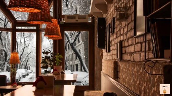 Christmas Coffee Store ASMR snow day [ Cozy Cafe Ambience ] Ambient Corner Cafe